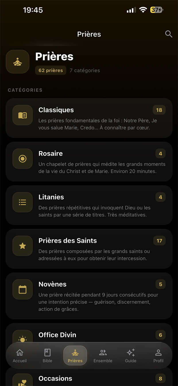 Catégories de prières